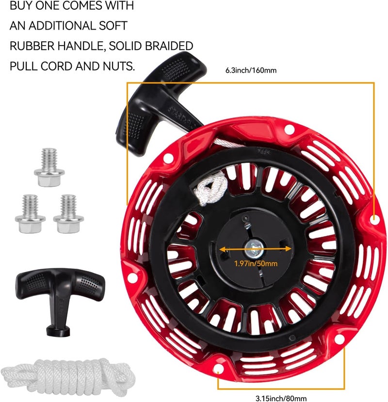 Sofo GX160 Pull Start Assembly - Compatible with Honda GX120,GX200,5.5HP,6.5HP Engine - w/Recoil Starter Rope,Handle Replace#28400-Z4M-306ZB,27400-Z1T-702 (Curved Steel Rod Pawls) - Image 2